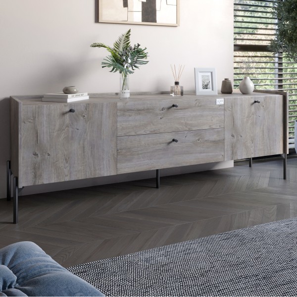 Тумба під телевізор з шухлядами LION Wood з чорними ніжками 180х50х40 см Шварцвальд (LION-043135)