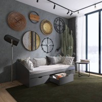 Кровать односпальная с ящиками Эверест Комфорт 3 193х84х59 см Графит (DTM-5728)