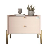 Тумба приліжкова LION Wood з двома шухлядами Рожевий (золоті ножки) (LION-041359)