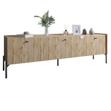 Тумба під телевізор на 3 шухляди LION Wood з чорними ніжками 160х65х40 см Дуб Аппалачі (LION-043097)