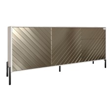 Комод з чорними металевими ніжками LION Амарант 168x40x76,5 см Бетон Style/Перламутровий металік (LION-041923)