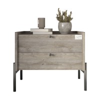 Тумба прикроватная LION Wood с двумя ящиками Шварцвальд (черные ножки) (LION-041363)
