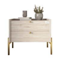 Тумба прикроватная LION Wood с двумя ящиками Самоа Дымчатый (золотые ножки) (LION-041344)