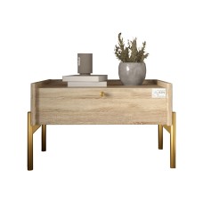 Тумба приліжкова LION Wood з однією шухлядою Дуб Сонома (золоті ножки) (LION-041320)