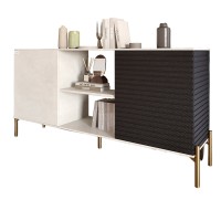 Комод відкритий на золотих металевих ніжках LION Грей Бетон Style/Асфальт (LION-042682)