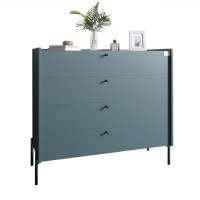 Комод із 4 шухлядами LION Wood із чорними ніжками 100х90х45 см Граніт сірий (LION-042976)