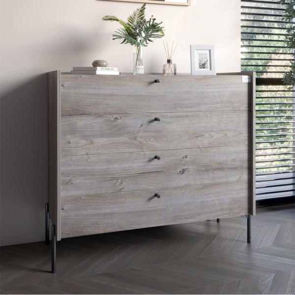 Комод із 4 шухлядами LION Wood із чорними ніжками 100х90х45 см Шварцвальд (LION-042986)