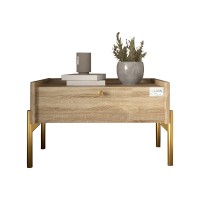 Тумба прикроватная LION Wood с одним ящиком Дуб Сонома Трюфель (золотые ножки) (LION-041322)