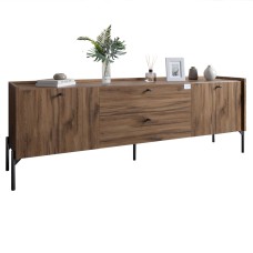 Тумба під телевізор з шухлядами LION Wood з чорними ніжками 180х50х40 см Дуб Ліворно (LION-043128)