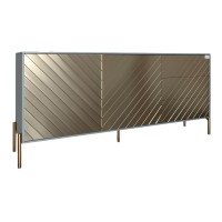 Комод з золотими металевими ніжками LION Амарант 168x40x76,5 см Граніт сірий/Перламутровий металік (LION-041968)