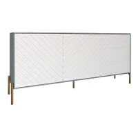 Комод с золотыми металлическими ножками LION Амарант 168x40x76,5 см Гранит серый/Белый (LION-041957)