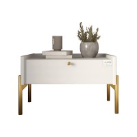 Тумба приліжкова LION Wood з однією шухлядою Німфея Альба (білий) (золоті ножки) (LION-041326)