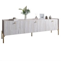 Тумба під телевізор на 3 шухляди LION Wood з золотими ніжками 160х65х40 см Самоа Димчастий (LION-042999)
