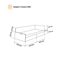 Односпальне ліжко Еверест Соната-800 (без ящиків) 80х190 см німфея альба (DTM-2471)