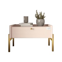 Тумба прикроватная LION Wood с одним ящиком Розовый (золотые ножки) (LION-041328)