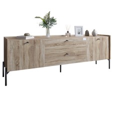 Тумба під телевізор з шухлядами LION Wood з чорними ніжками 180х50х40 см Дуб Сонома Трюфель (LION-043130)