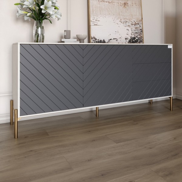 Комод з золотими металевими ніжками LION Амарант 168x40x76,5 см Бетон Style/Графітовий (LION-041939)