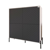 Комод-пенал с черными металлическими ножками LION Амарант 114х40х126,5 см Самоа Дымчатый/Графитовый (LION-042024)