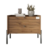 Тумба приліжкова LION Wood з двома шухлядами Дуб Ліворно (чорні ножки) (LION-041350)