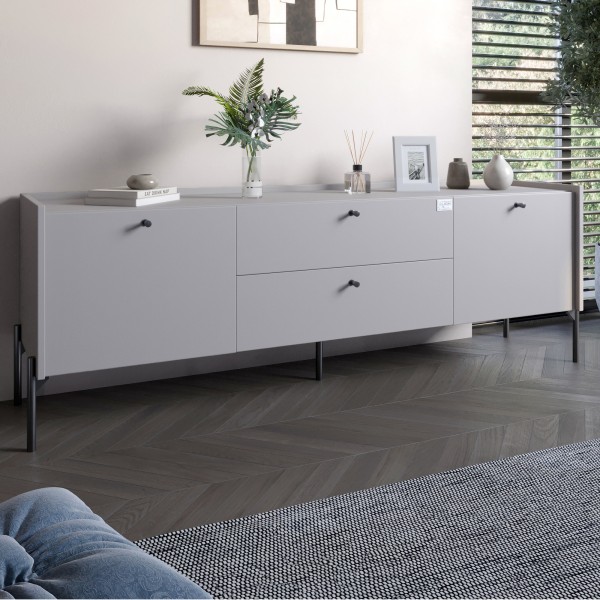 Тумба под телевизор с ящиками LION Wood с черными ножками 180х50х40 см Кашемир (LION-043131)