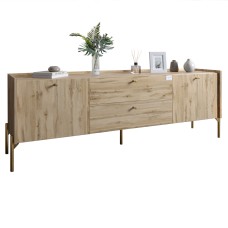 Тумба під телевізор з шухлядами LION Wood з золотими ніжками 180х50х40 см Дуб Аппалачі (LION-043112)