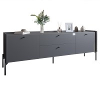 Тумба под телевизор с ящиками LION Wood с черными ножками 180х50х40 см Антрацит (LION-043107)