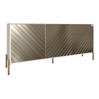 Комод з золотими металевими ніжками LION Амарант 168x40x76,5 см Бетон Style/Перламутровий металік (LION-041972)