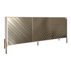 Комод з золотими металевими ніжками LION Амарант 168x40x76,5 см Бетон Style/Перламутровий металік (LION-041972)