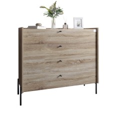 Комод із 4 шухлядами LION Wood із чорними ніжками 100х90х45 см Дуб Сонома Трюфель (LION-042981)
