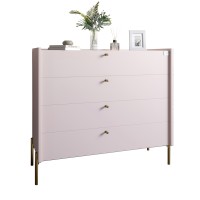 Комод с 4 ящиками LION Wood с золотыми ножками 100х90х45 см Розовый (LION-042970)