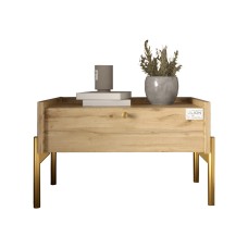 Тумба приліжкова LION Wood з однією шухлядою Дуб Аппалачі (золоті ножки) (LION-041314)