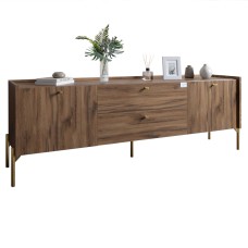 Тумба під телевізор з шухлядами LION Wood з золотими ніжками 180х50х40 см Дуб Ліворно (LION-043114)