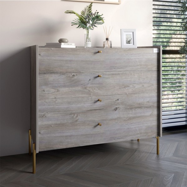 Комод із 4 шухлядами LION Wood із золотими ніжками 100х90х45 см Шварцвальд (LION-042971)