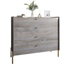 Комод із 4 шухлядами LION Wood із золотими ніжками 100х90х45 см Шварцвальд (LION-042971)