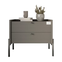 Тумба приліжкова LION Wood з двома шухлядами Антрацит (чорні ножки) (LION-041335)