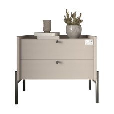 Тумба приліжкова LION Wood з двома шухлядами Кашемір (чорні ножки) (LION-041356)
