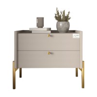 Тумба прикроватная LION Wood с двумя ящиками Кашемир (золотые ножки) (LION-041355) ТОП