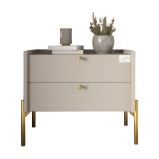 Тумба приліжкова LION Wood з двома шухлядами Кашемір (золоті ножки) (LION-041355)
