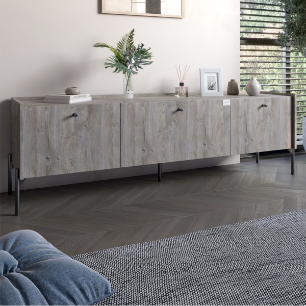 Тумба під телевізор на 3 шухляди LION Wood з чорними ніжками 160х65х40 см Шварцвальд (LION-043105)