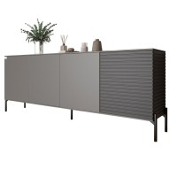 Комод у вітальню на чорних металевих ніжках LION Грей 204x38x76,5 см Антрацит/Асфальт (LION-042373)