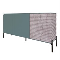Комод закритий у вітальню на чорних металевих ніжках LION Грей 154x38x76,5 см Граніт сірий/Камінь (LION-041792)