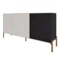 Комод закритий у вітальню на золотих металевих ніжках LION Грей 154x38x76,5 см Бетон Style/Асфальт (LION-041819)
