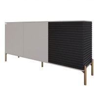 Комод закритий у вітальню на золотих металевих ніжках LION Грей 154x38x76,5 см Кашемір/Асфальт (LION-041828)
