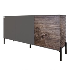 Комод закритий у вітальню на чорних металевих ніжках LION Грей 154x38x76,5 см Антрацит/Дерево (LION-041773)