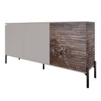Комод закритий у вітальню на чорних металевих ніжках LION Грей 154x38x76,5 см Кашемір/Дерево (LION-041783)