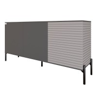 Комод закритий у вітальню на чорних металевих ніжках LION Грей 154x38x76,5 см Антрацит/Кашемір (LION-041803)