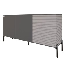 Комод закритий у вітальню на чорних металевих ніжках LION Грей 154x38x76,5 см Антрацит/Кашемір (LION-041803)
