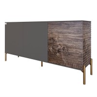 Комод закритий у вітальню на золотих металевих ніжках LION Грей 154x38x76,5 см Антрацит/Дерево (LION-041833)