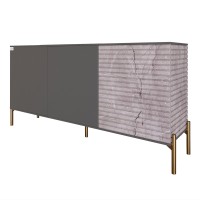 Комод закритий у вітальню на золотих металевих ніжках LION Грей 154x38x76,5 см Антрацит/Камінь (LION-041848)