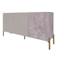 Комод закритий у вітальню на золотих металевих ніжках LION Грей 154x38x76,5 см Кашемір/Камінь (LION-041858)